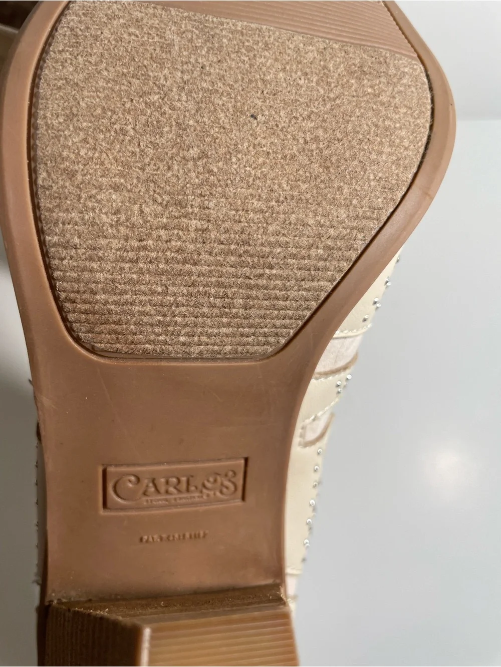 CARLOS SANTANA Cream Western Ankle Boots with Stud Detail - Picture 15 of 15